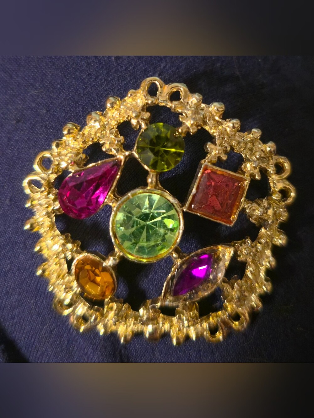 Geometric Colorful Fruit Salad Brooch